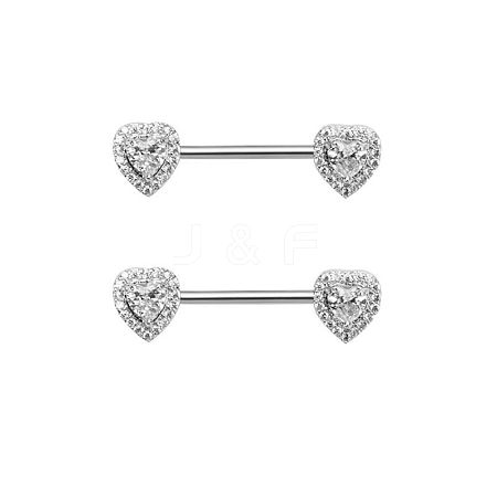 Brass Clear Cubic Zirconia Nipple Rings WG88A97-14-1