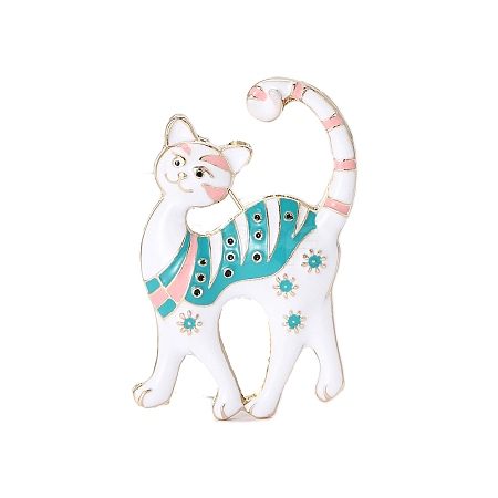 Cartoon Flower Cat Alloy Enamel Brooch PW-WG6822E-01-1