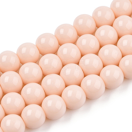Opaque Solid Color Glass Beads Strands X-GLAA-T032-P8mm-09-1