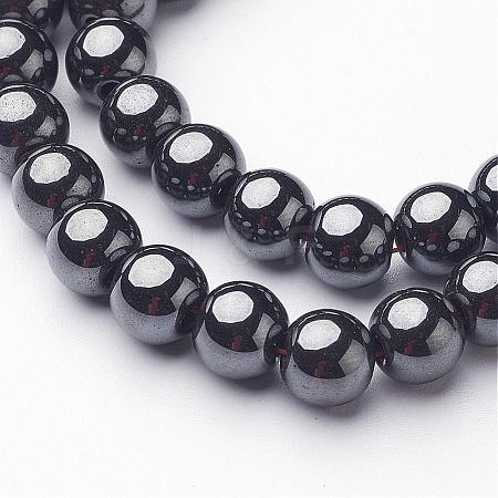 1 Strand Grade AAA Non-Magnetic Synthetic Hematite Round Beads Strands X-G-H1623-8mm-1-1