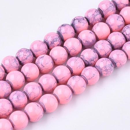 Spray Painted Glass Beads Strands X-GLAD-S075-6mm-68-1