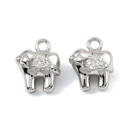 Brass Micro Pave Cubic Zirconia Charms KK-C155-22P-1