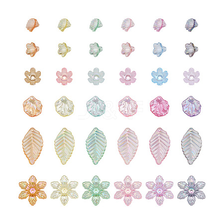 300Pcs 6 Style Transparent Acrylic Bead Caps TACR-CD0001-03-1