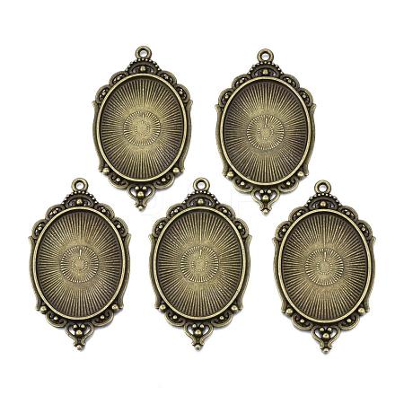 Tibetan Style Alloy Pendant Cabochon Settings TIBEP-R304-016AB-LF-1