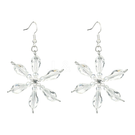 Christmas Snowflake Glass Dangle Earrings EJEW-TA00507-1