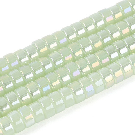 AB Color Plated Imitation Jade Glass Beads Strands GLAA-T026-3x6mm-J02-1
