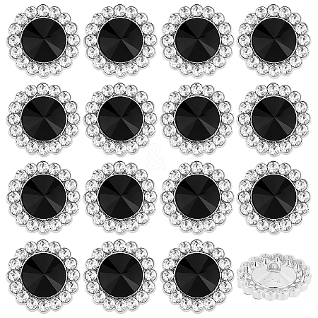 16Pcs Alloy Rhinestone Shank Buttons BUTT-GA0001-19B-1