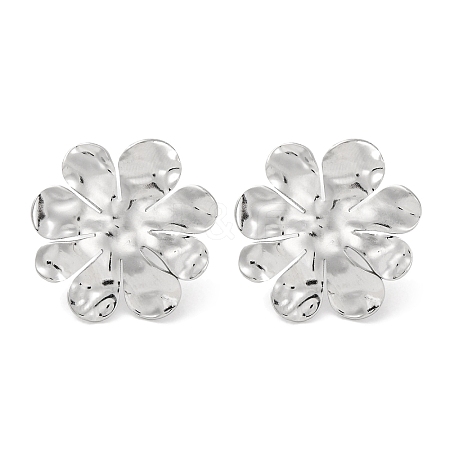 304 Stainless Steel Flower Stud Earrings EJEW-D281-18S-1