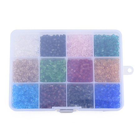 2160Pcs 12 Color Transparent Glass Beads GLAA-T024-11-1