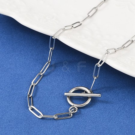 Non-Tarnish Unisex 304 Stainless Steel Paperclip Chain Necklaces X-NJEW-H215-04P-1
