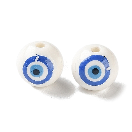 White Base Blue Evil Eye Hand Painted Ceramic Porcelain Beads PR-CBA3F2D-04A-1