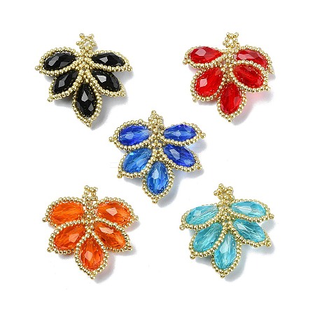 Glass Seed Beaded Woven Pendants PALLOY-MZ00292-1