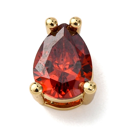 Teardrop Brass Micro Pave Cubic Zirconia Slide Charms KK-C119-16G-02-1
