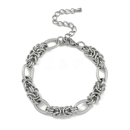 304 Stainless Steel Oval & Knot Link Bracelets for Men Women BJEW-G725-02P-1