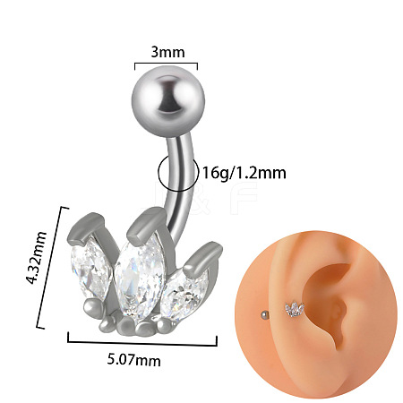 G23 Titanium Pave Clear Cubic Zirconia Curved Barbell Cartilage Earrings FS-WGD98FB-39-1