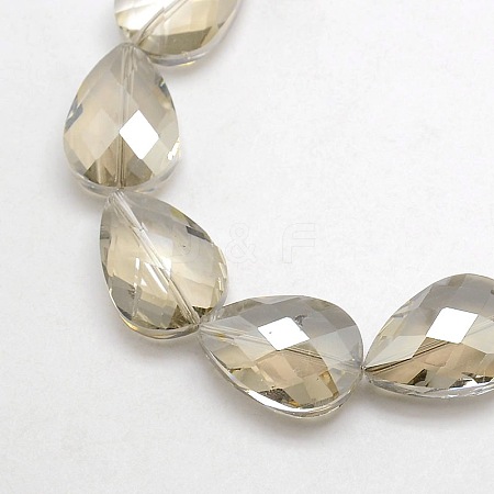 Electroplate Crystal Glass Teardrop Beads Strands EGLA-F067B-01-1