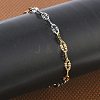 304 Stainless Steel Dapped Chains Bracelets for Women BJEW-D466-08B-GP-1
