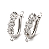 Flat Round Brass Micro Pave Clear Cubic Zirconia Hoop Earring Findings KK-A289-02P-1