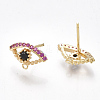 Brass Cubic Zirconia Stud Earring Findings KK-S350-350-2