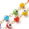 Handmade Evil Eye Lampwork Round Beads Link Chains AJEW-JB01009-3