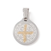 304 Stainless Steel Flat Round Pendants STAS-D034-01-2
