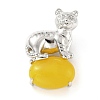 Natural & Synthetic Gemstone Tiger-Shaped Brass Pendants KK-C232-02P-RS-3