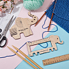 BENECREAT 1 Set Elephant Shape  Wooden Knitting Needle Gauge & Yarn Wrap Guide Board DIY-BC0006-94-4