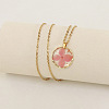 Alloy & Plastic Inner Flower Flat Round Pendant Necklaces FS-WG8915D-18-1
