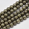 Natural Pyrite Round Beads Strands G-F197-10-8mm-2