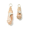2Pcs Electroplated Natural Quartz Crystal Dyed Copper Wire Wrapped Pendants PALLOY-JF03173-02-1