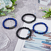 4Pcs 4 Style Natural Lapis Lazuli & Glass Beaded Stretch Bracelets Set BJEW-FI0001-56-5