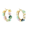 201 Stainless Steel & Resin Beaded Flower Hoop Earrings EJEW-JE07175-02-3