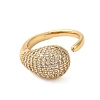 Teardrop Brass Micro Pave Clear Cubic Zirconia Open Cuff Rings for Women RJEW-A046-07G-2