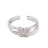 Clear Cubic Zirconia Butterfly Open Cuff Ring RJEW-B028-02P-2