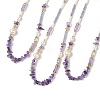 Natural Amethyst & Pearl Beaded Necklaces NJEW-L119-09G-1