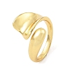 Leaf Shape Rack Plating Brass Open Cuff Rings RJEW-G294-02G-1