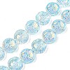 Half Electroplate Baking Paint Glass Beads Strands EGLA-K061-11A-AB06-1