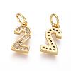 Brass Micro Pave Clear Cubic Zirconia Charms ZIRC-L092-02-G-2