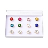 304 Stainless Steel with Glass Cuff Rings for Women RJEW-K309-41B-4