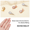 BENECREAT 12Pcs 3 Colors Brass Cubic Zirconia Charms KK-BC0002-77-2