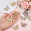 6Pcs 2 Colors Butterfly Alloy Rhinestone Lapel Pins for Backpack Clothes JEWB-OC0001-07-3