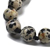 Round Natural Dalmatian Jasper Beaded Necklaces NJEW-F327-02A-02-2