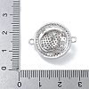 Rack Plating Brass Micro Pave Clear Cubic Zirconia Flat Round with Leopard Connector Charms KK-A234-061P-3