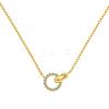 Round Ring 925 Sterling Silver Pave Cubic Zirconia Pendant Necklaces for Women NJEW-F338-05G-2