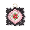 Handmade Glass Seed Beaded  Window Lattice Pattern Shape Pendants PALLOY-MZ00929-02-1