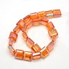 Electroplate Crystal Glass Square Beads Strands EGLA-F064B-03-2