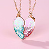 2Pcs Fashionable Alloy Resin BFF Glitter Heart Magnetic Pendant Necklaces for Women FS-WGCB8A0-01-2