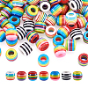 Beadthoven 90pcs 6 colors Opaque Stripe Resin European Beads RESI-BT0001-22-27