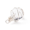 Wire Wrapped Transparent Glass Pendants PALLOY-JF01829-5