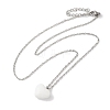 304 Stainless Steel Cable Chain White Heart Glass Pendant Necklaces NJEW-Z041-01P-2